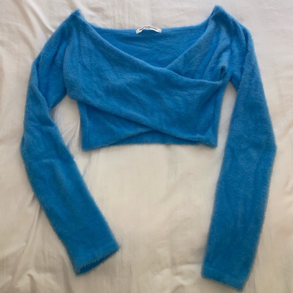 Amanda Uprichard Blue Wrap Sweater - Picture 6 of 7